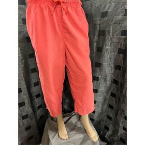 Mountain Lake Women Small Coral White Stripe Athletic Running Capris Draw-string